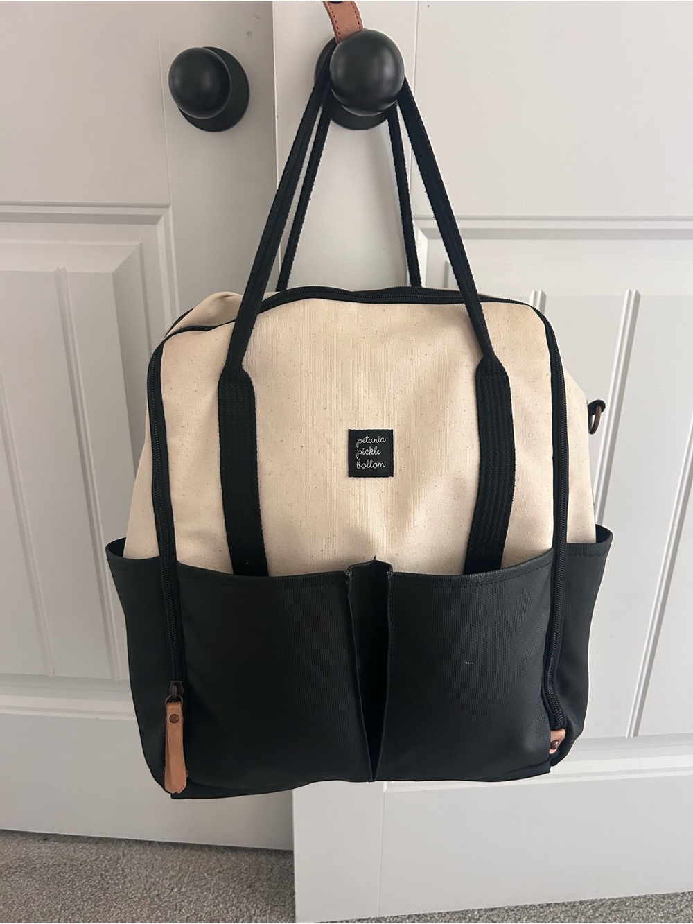 Petunia Pickle Bottom Two-Tone Black and Cream Baby Bag Backpack - Picture 5 of 5